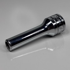 Snap On Tools SFS081 3/8 Dr 6Pt SAE 1/4 Flank Dr Deep Chrome Socket USA 1994