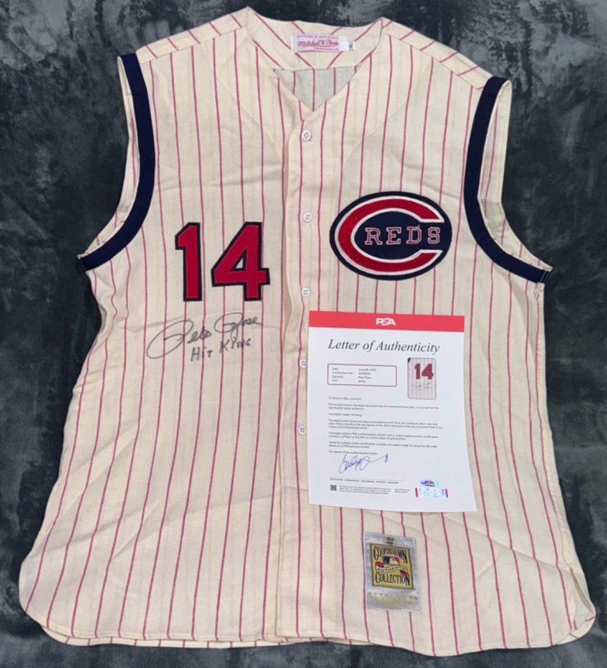 Pete Rose "Hit King" Signed Original Mitchell & Ness (M&N) Reds Jersey Auto PSA - Image 3 of 4