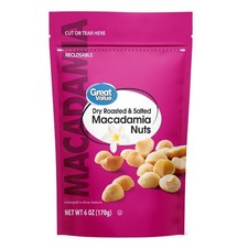 Macadamia Nuts Dry Roasted Salted 6 oz Resealable Bag Premium Quality Snack