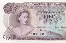 1968 BRITISH COLONY BAHAMAS QEII $1/2  D  (( aUNC ))