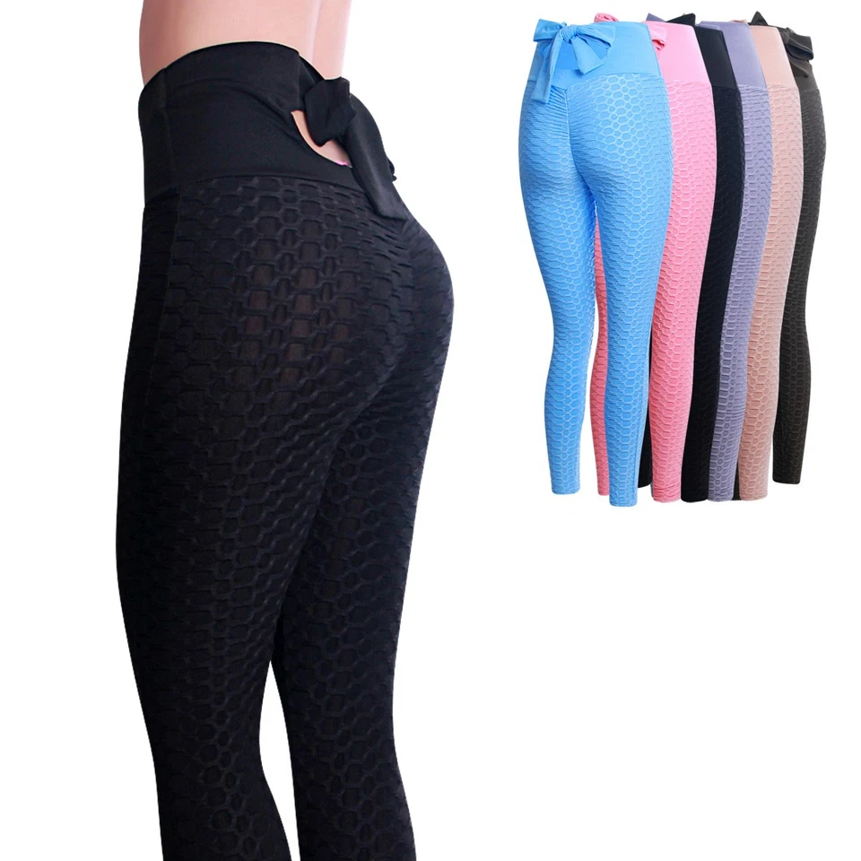 Damen Sporthose Sport Tights Leggings High Waist Leggins Schleife Fitness Yoga - Bild 1 von 1