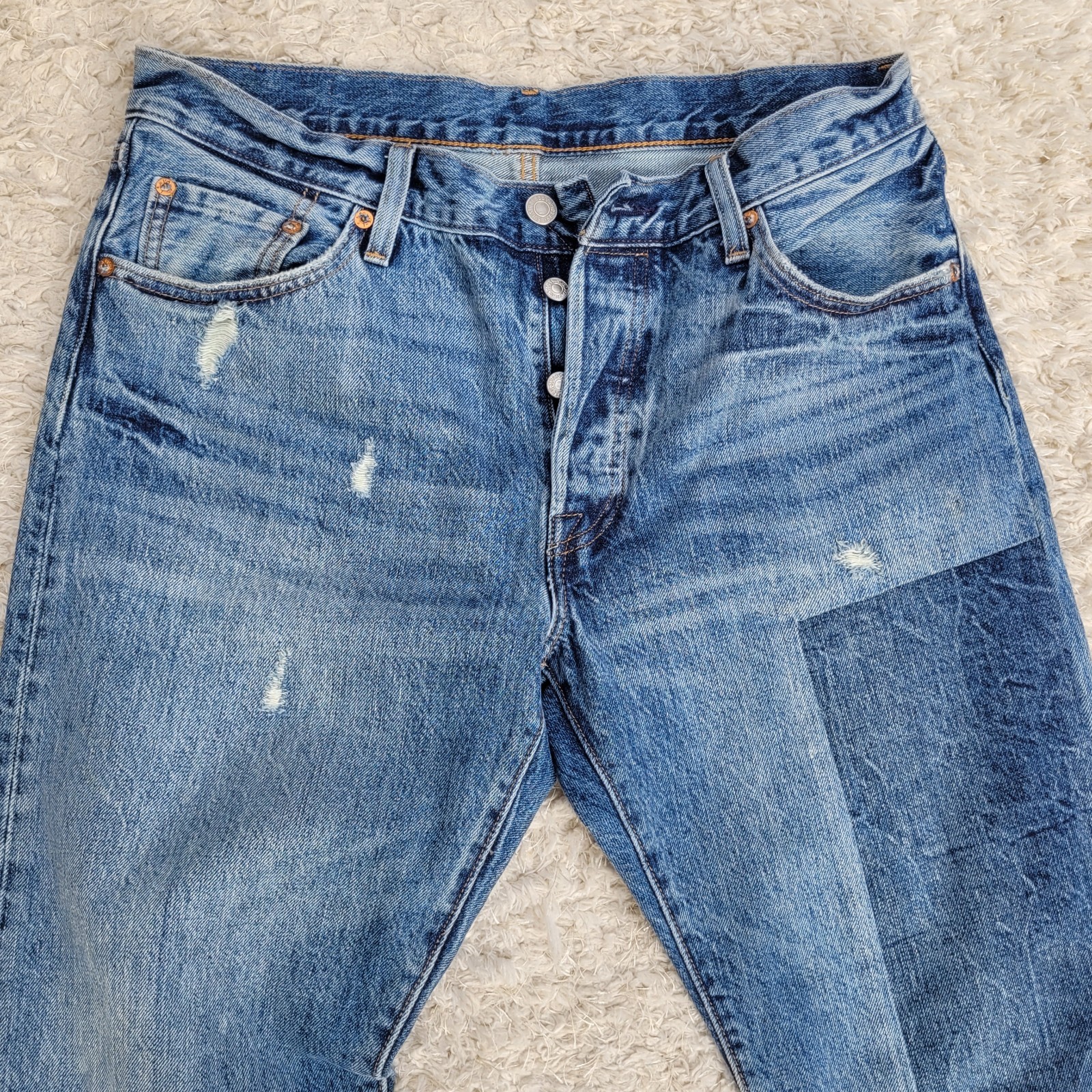 Levi Strauss 501 Button Fly Patchwork Ragged Land… - image 2