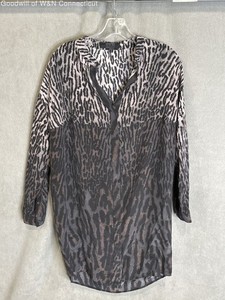 AllSaints Women's Gray Animal Print Silk Nai Mini Shirt Dress Sz 2