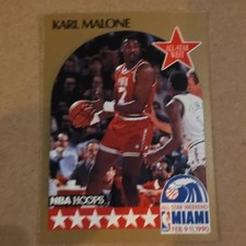 1990-91 NBA Hoops Karl Malone #21 All-Star Game Miami Utah Jazz Basketball Card