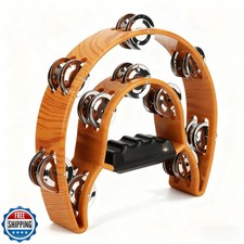 Double Row Tambourine, Half Moon Handheld Tambourine, Metal Jingl