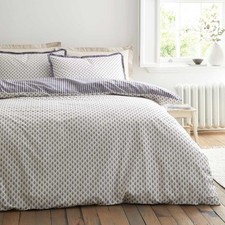 Blue Cotton Geometric Bedding Amelie Reversible Duvet Cover Set By Bianca