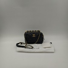 Chanel Black Quilted Calfskin CC Zip Camera Bag Gold Chain Crossbody ShoulderBag