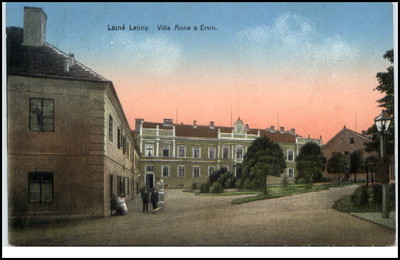 Lázně Letiny Lettin Postkarte ~1910/20 Villa Anna a Ervin Personen old Postcard
