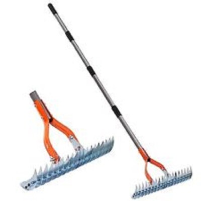 WaLensee Thatch Rake Heavy Duty Garden Tool Thatch Rake 15'' Lawn Grooming Rake