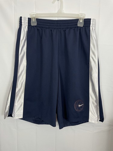 Nike Basketball Shorts Size Large Navy Blue White Embroidered Logo Pockets G2 - 第 1/12 張圖片