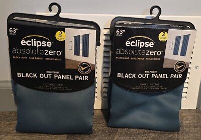 Eclipse Phoenix Absolute Zero Blackout Curtain Panel Pairs Phoenix Teal 37 x63 