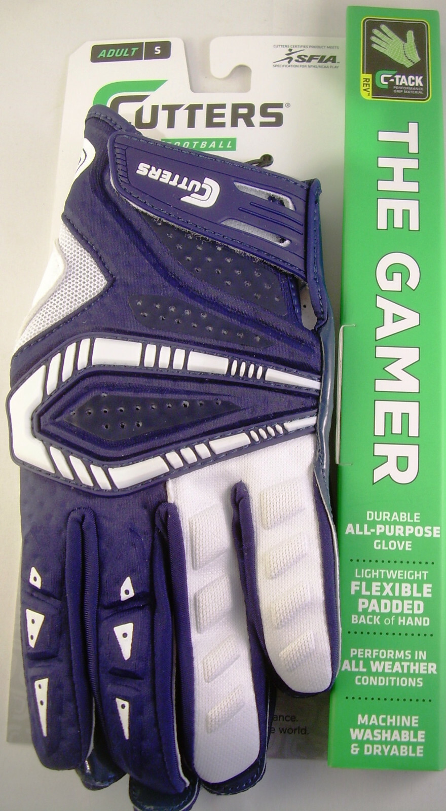 Cutters S650 The Gamer, Football Handschuhe, Padded, navy, RB, DB, LB, FB, TE