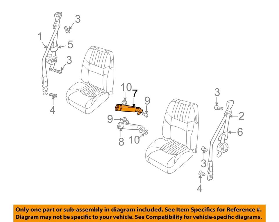 Used Front Right Seat Belt Front fits: 2003 Chevrolet Impala bucket and bench pa - Изображение 3 из 4