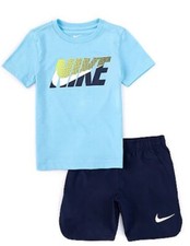 Nike Boys Short Sleeve Logo T-Shirt Solid Microfiber Shorts Set Size 24 Months