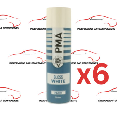 x6 Hochglanz Weiß Lack Aerosol 500ml (PMA PCPA1004)