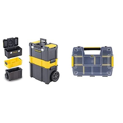 Essential Rolling Workshop Toolbox, 3 Ebenen stapelbare Einheiten & ''Sortmaster'' Organizer