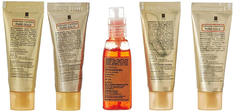 Набор для лица Shahnaz Husain 24 карата золото 40 г (10 г x 4) + 15 мл тоник для кожи - Изображение 3 из 4