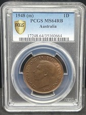 Australia 1948  PENNY PCGS Graded MS64 RB