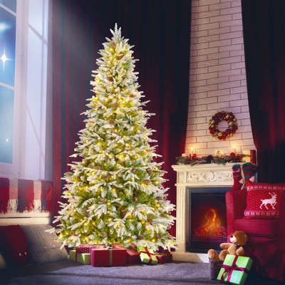 7.5 ' Artificial Christmas Tree Hinged Xmas Tree w/ 1135 Branch Tips 470 Lights