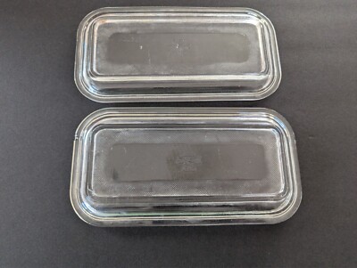Fire King Glass Refrigerator Lid Replacement Oven Ware Rectangular 17 & 19 clear