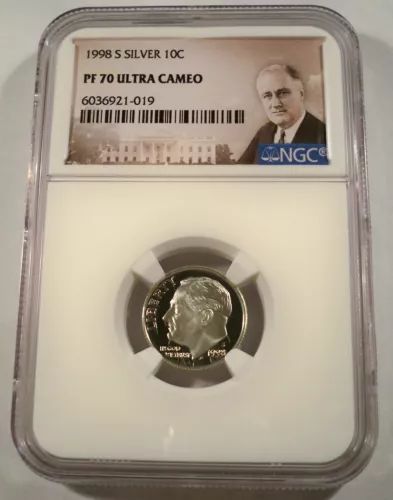 1998-S 10c SILVER NGC PF70UCAM PROOF ROOSEVELT DIME ULTRA CAMEO PR 70 DC