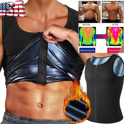 Men's Sweat Body Shaper Sauna Vest Top Slimming Waist Trainer Shapewear Workout