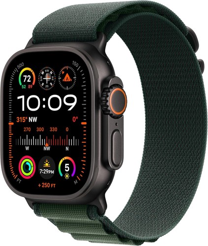 Apple Watch Ultra 2 GPS + Cellular 49mm Black Titanium Dark Green Alpine Large - 第 1/3 張圖片