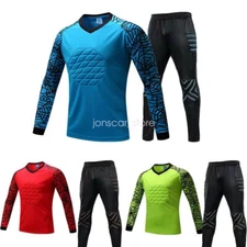 Boy Men Sport Soccer Football Goalkeeper Padded Goalie Training Pants Jersey Top