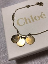 Chloe Ladies Accessory Logo Charm Chain Bracelet Gold color w/Box, Dust bag Auth