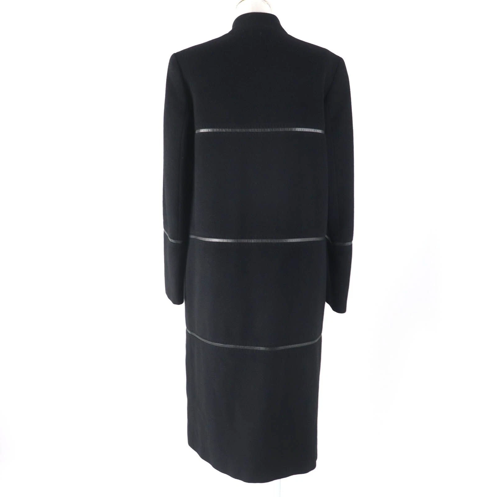 GUCCI 2001 Tom Ford cappotto tubino lana cashmere pelle nero taglia 42 donna