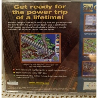 SimCity 3000 Windows XP/ME/98 PC Game Vtg 1999 Jewel Case EA