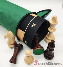 Set Scacchiera avvolgibile  "Ebano" + Scacchi in legno piombati 98 mm + borsa
