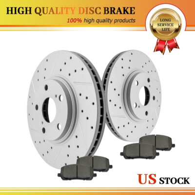 Front Drilled Disc Brake Rotors Brake Pads Kit for 2001-2007 Toyota Highlander