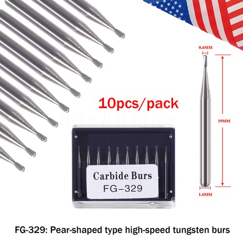 Dental Carbide Bur FG 329 Pear for High Speed Handpiece Friction Grip Burs 10PCS - 第 3/20 張圖片
