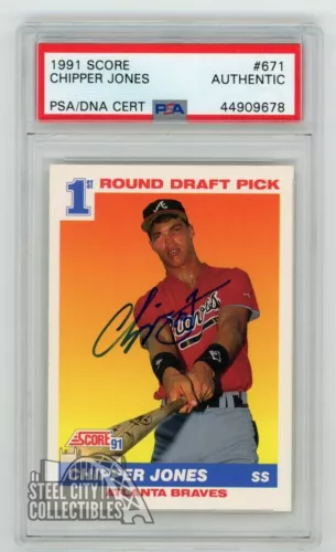 Chipper Jones 1991 Score Autographed Rookie RC Card - PSA/DNA COA