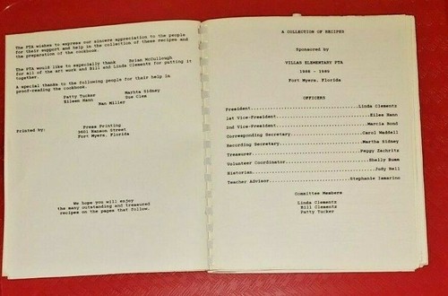 Villas Elementary P.T.A. COOK BOOK (1990 Paperback) Ft. Myers FL - Picture 3 of 9