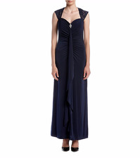 R M RICHARDS 12, 14 Navy Long Lace Gown Dress NWT