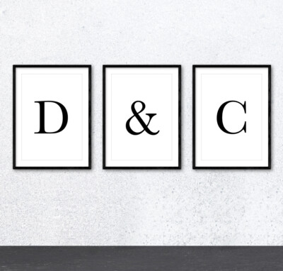 Personalisiert jeder Anfangsbuchstabe Typografie Wandkunst Druck Poster Wohnkultur Geschenk