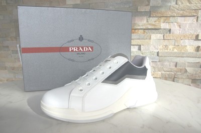 Lusso PRADA Tg. 39 5 Sneakers Uomo Scarpe Bianco Blu Grigio Nuovo Origin. |  eBay