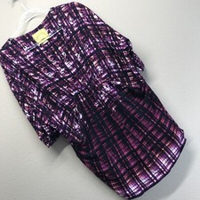 Maeve Tunic Wedge Dress Size Small Purple Grid Pattern Tie Dye Dolman Sleeves