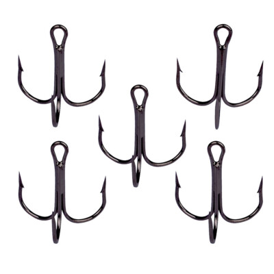 100 pcs Angelhaken Scharfe Drillinge Rot Schwarz Silber 1/2/4/6/8/10/12/14 Haken