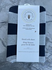 Burt  s Bees Super Soft 100 Organic Cotton Fitted Crib Sheet, navy/grey