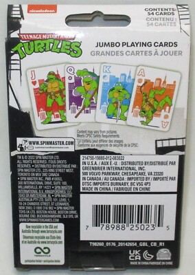 TMNT Teenage Mutant Ninja Turtles 54Ct JUMBO PLAYING CARDS