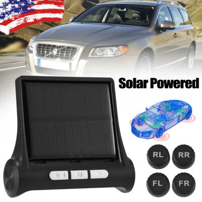 Car Wireless Solar LCD Tire Pressure Monitoring System w/4 External Sensors