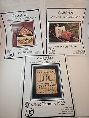  3 Cardan Antiques And Needlework Pattern Only Jane Thomas Parrot Pyn Wallflower