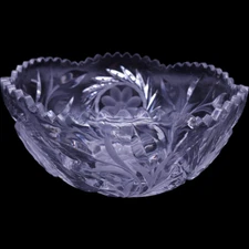 American Brilliant Cut Crystal ABP Sawtooth Clear Bowl