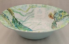 Sigrid Olsen 11" Sea Turtle Serving Salad Bowl Melamine Coastal Nautical Beach