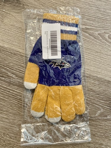 Baltimore Ravens Knit Gloves NFL Team Warm Winter Stretch Women's L Large New - Picture 9 of 11