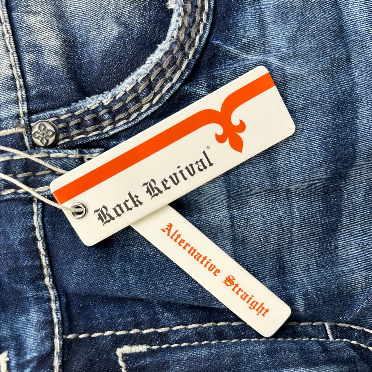 NEW Rock Revival Jeans Mens 44x33 Blue Denim Pants Neilly NEW Rock Revival Jeans Mens 44x33 Blue Denim Pants Neilly