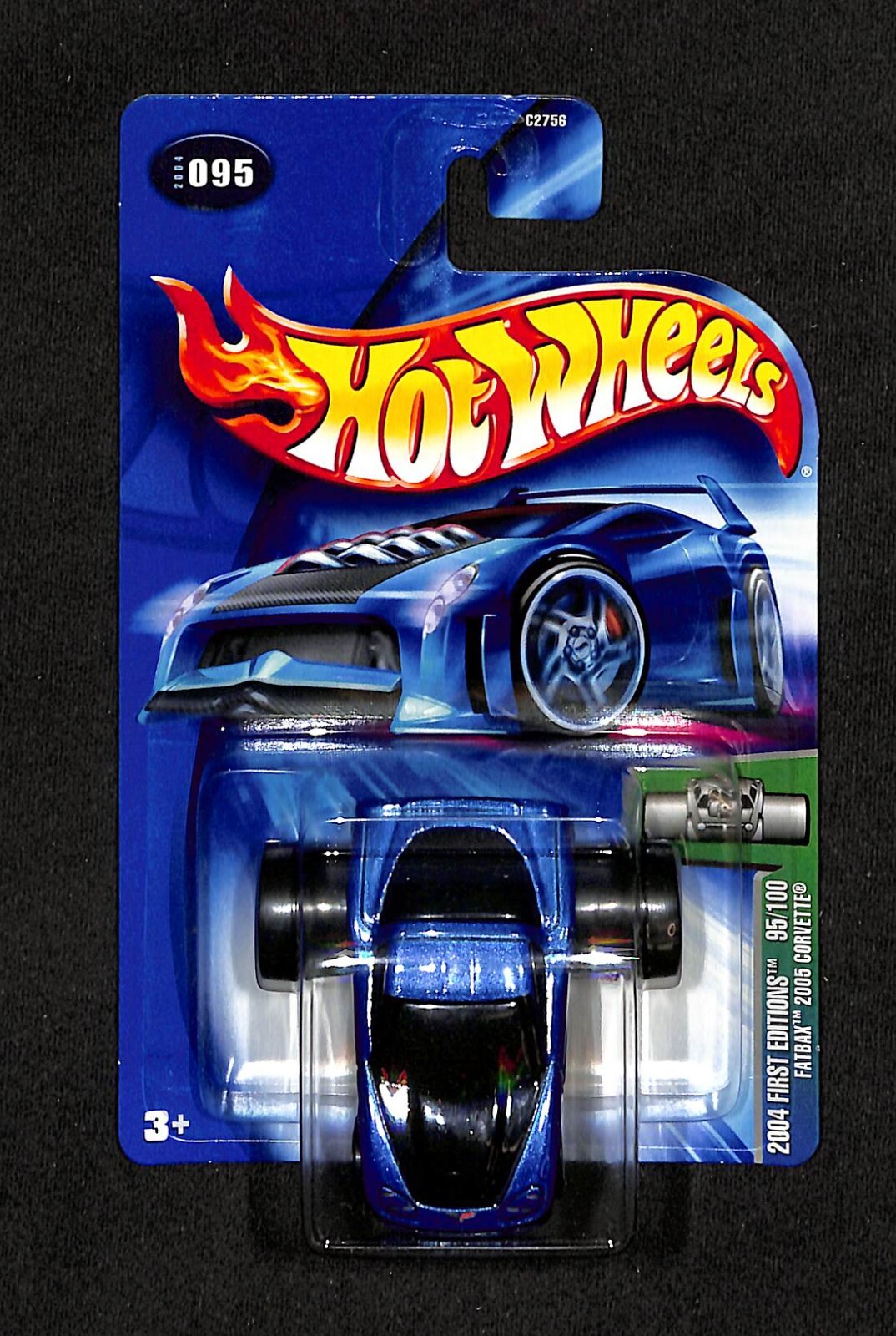 2004 Hot Wheels #95 First Editions FATBAX 2005 CORVETTE Blue with-Red Taillights